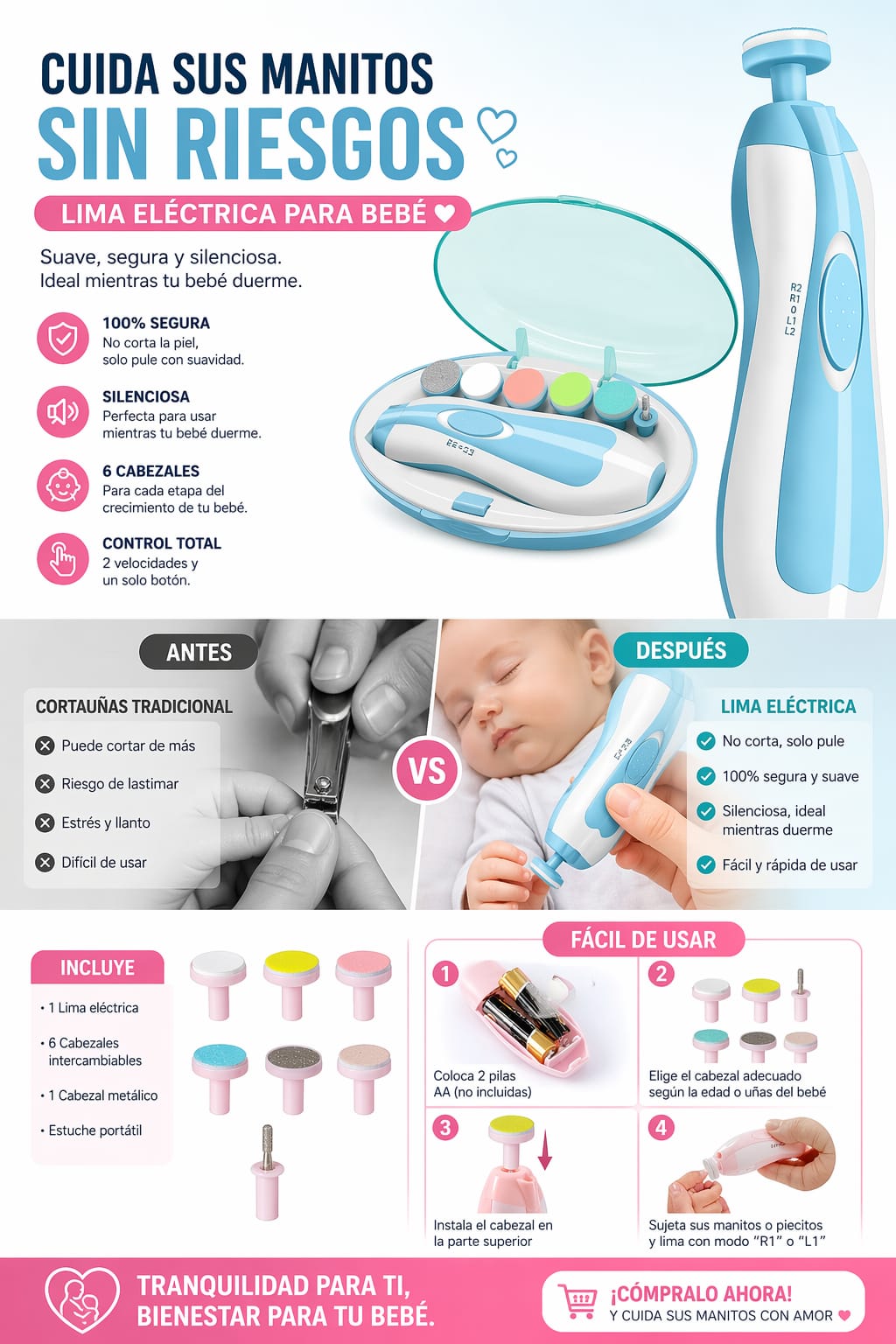 Lima pulidora de uñas para bebés