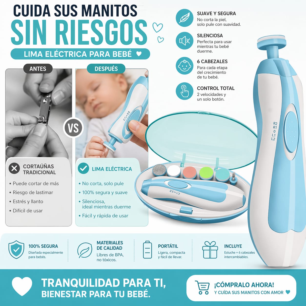 Lima pulidora de uñas para bebés